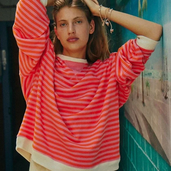 Free People We The Free | Classic Striped Oversized Crewneck | Small - Picture 7 of 16